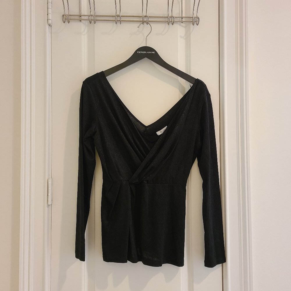 Reiss Metallic Long-Sleeve Peplum, Size S